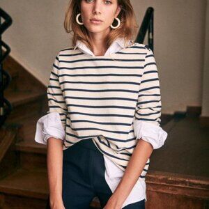 Sezane Collette Mariniere top in ecru and navy stripe
